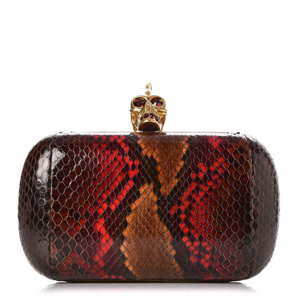 Alexander McQueen Python Punk Skull Box Clutch Red 1 of 8