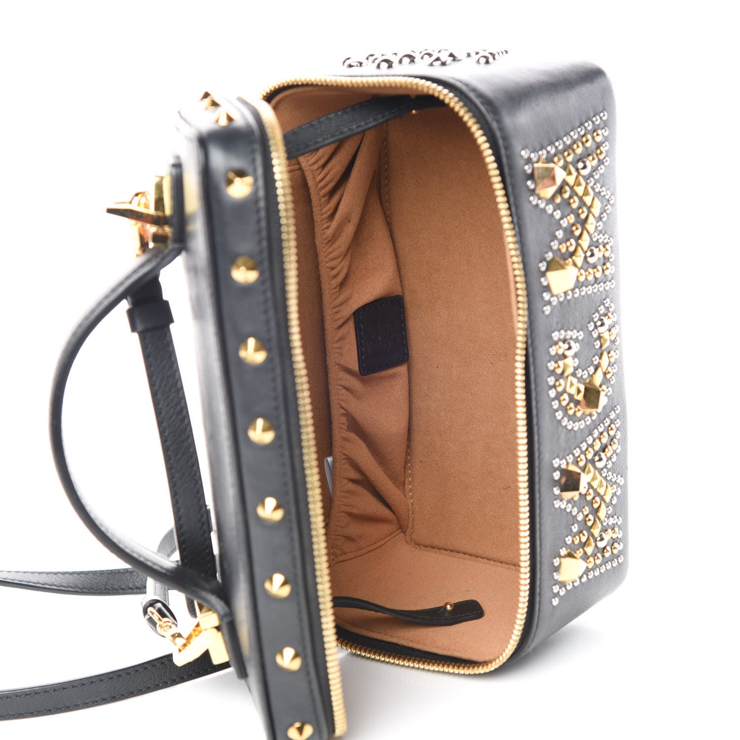 MCM Calfskin Studded Rockstar Vanity Case Black 5 of 13