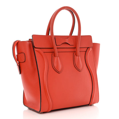 Celine Drummed Calfskin Micro Luggage Vermillion 3 of 8