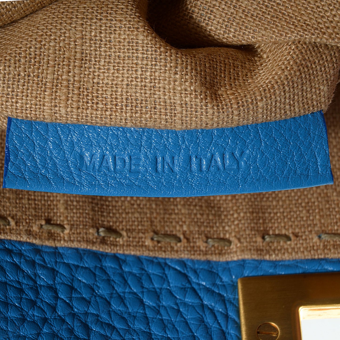 Cuoio Romano Raffia Selleria Medium Peekaboo Iconic Satchel Blue