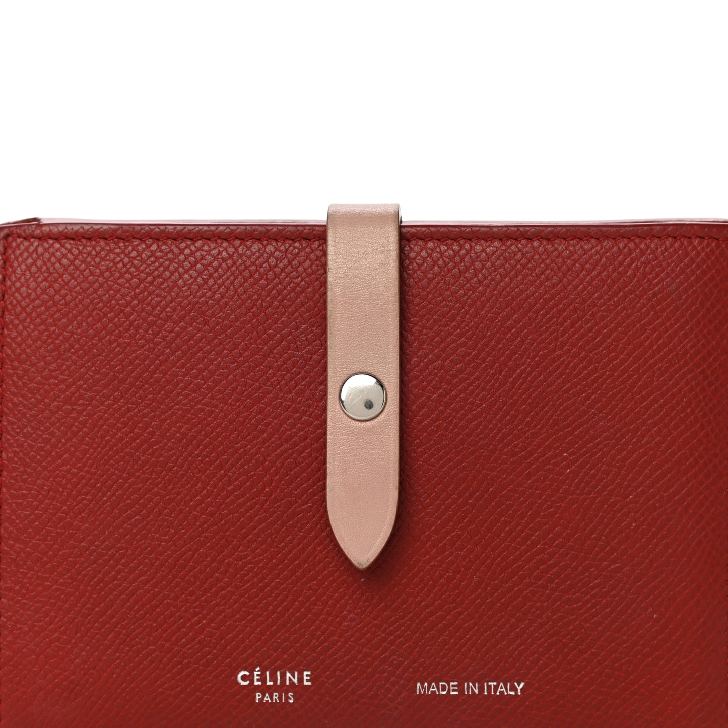 Grained Calfskin Medium Multifunction Strap Wallet Scarlet