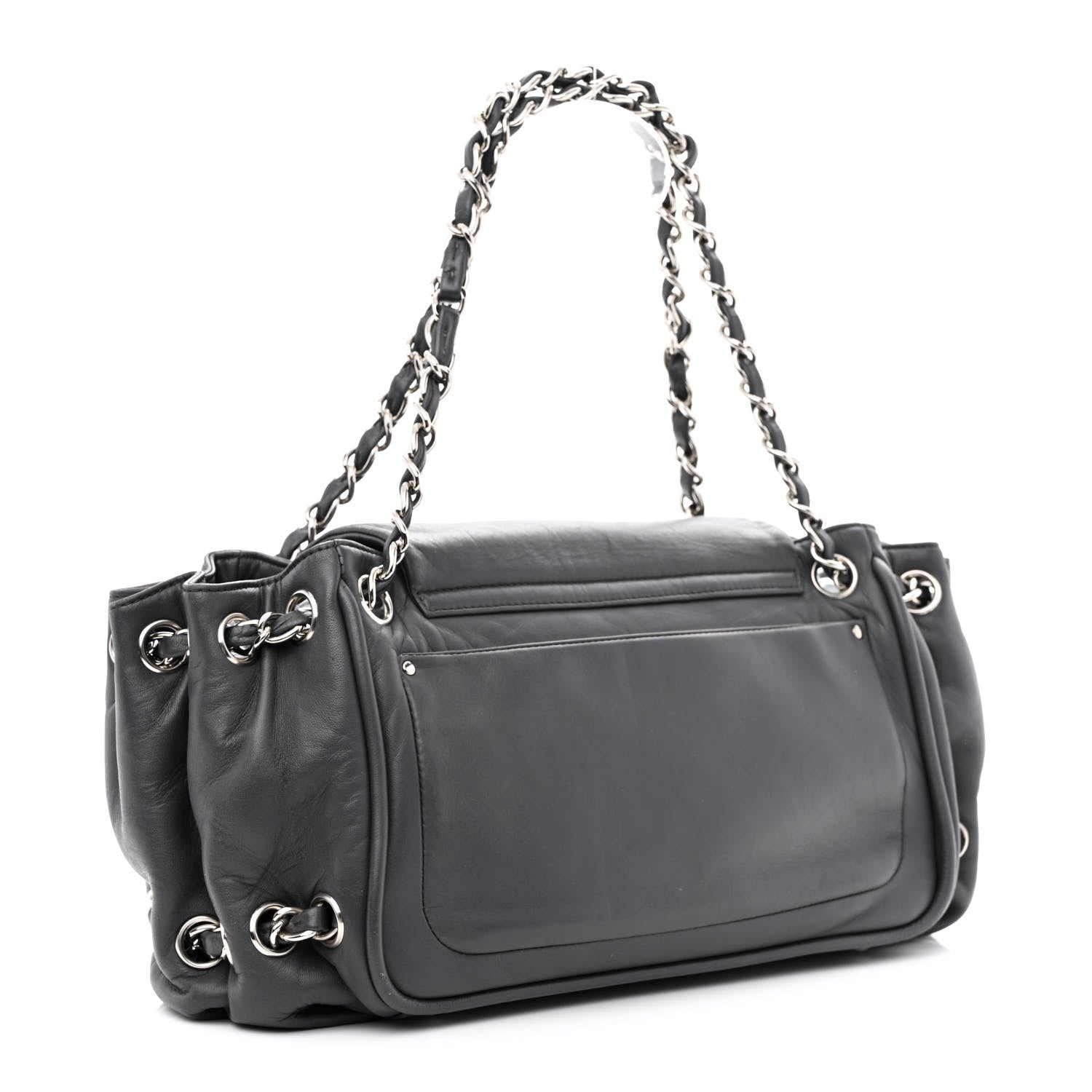 Chanel Lambskin Diagonal Ligne Accordion Flap Grey 3 of 13