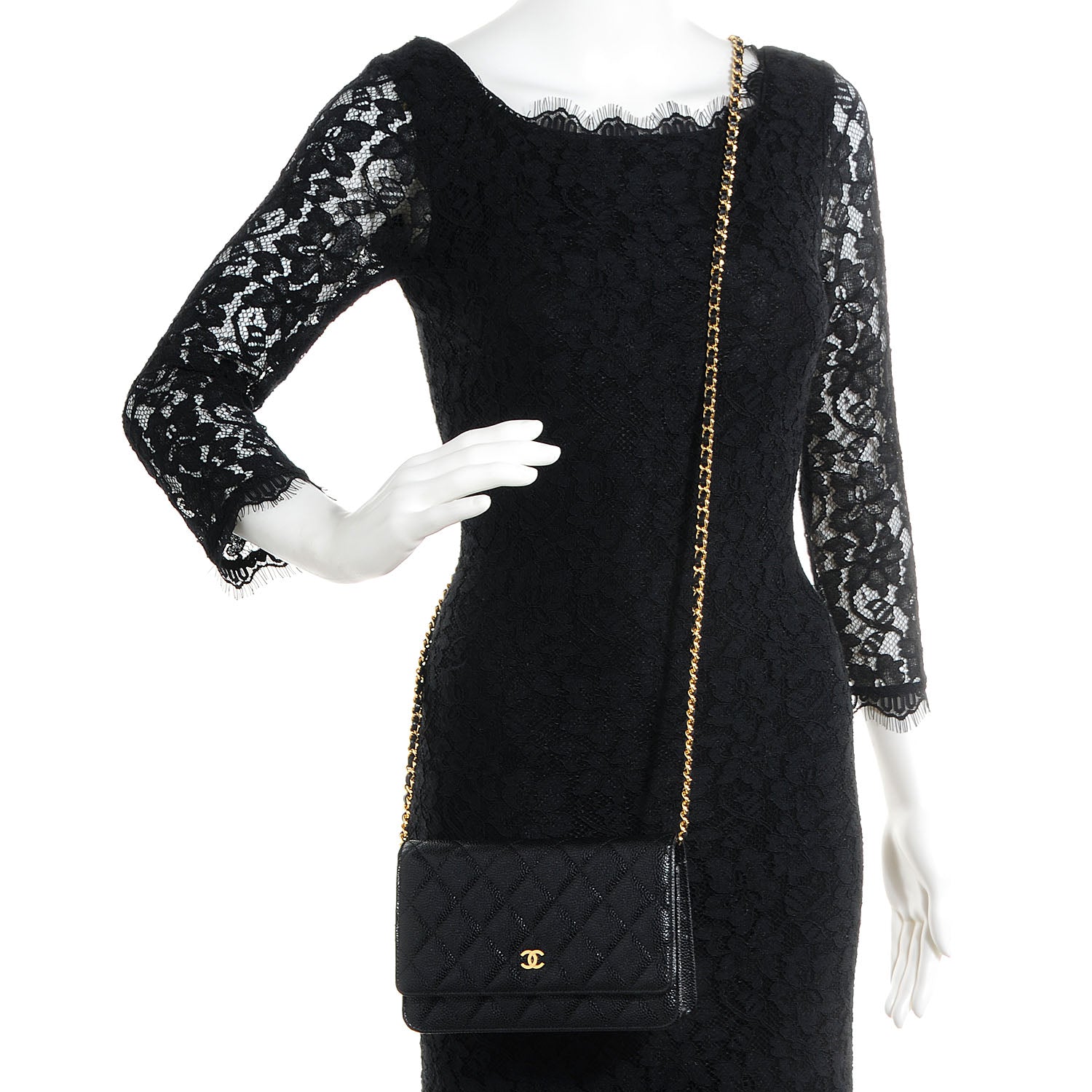 Chanel Caviar Quilted Wallet On Chain WOC Black 2 of 9