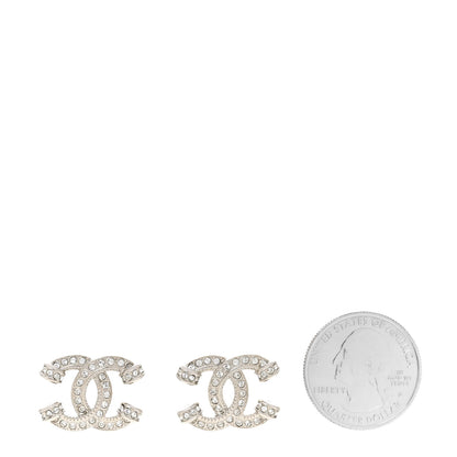 Chanel Crystal CC Earrings Silver 2 of 5