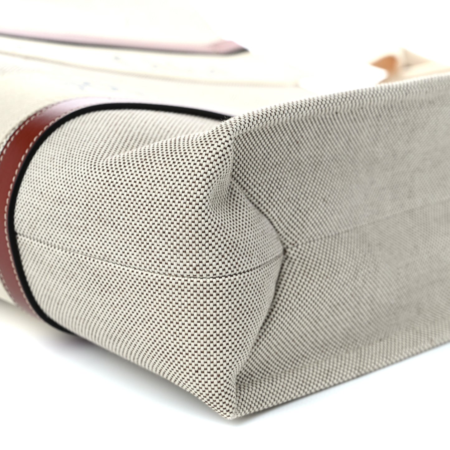 Cotton Calfskin Large Woody Ribbon Tote White Brown