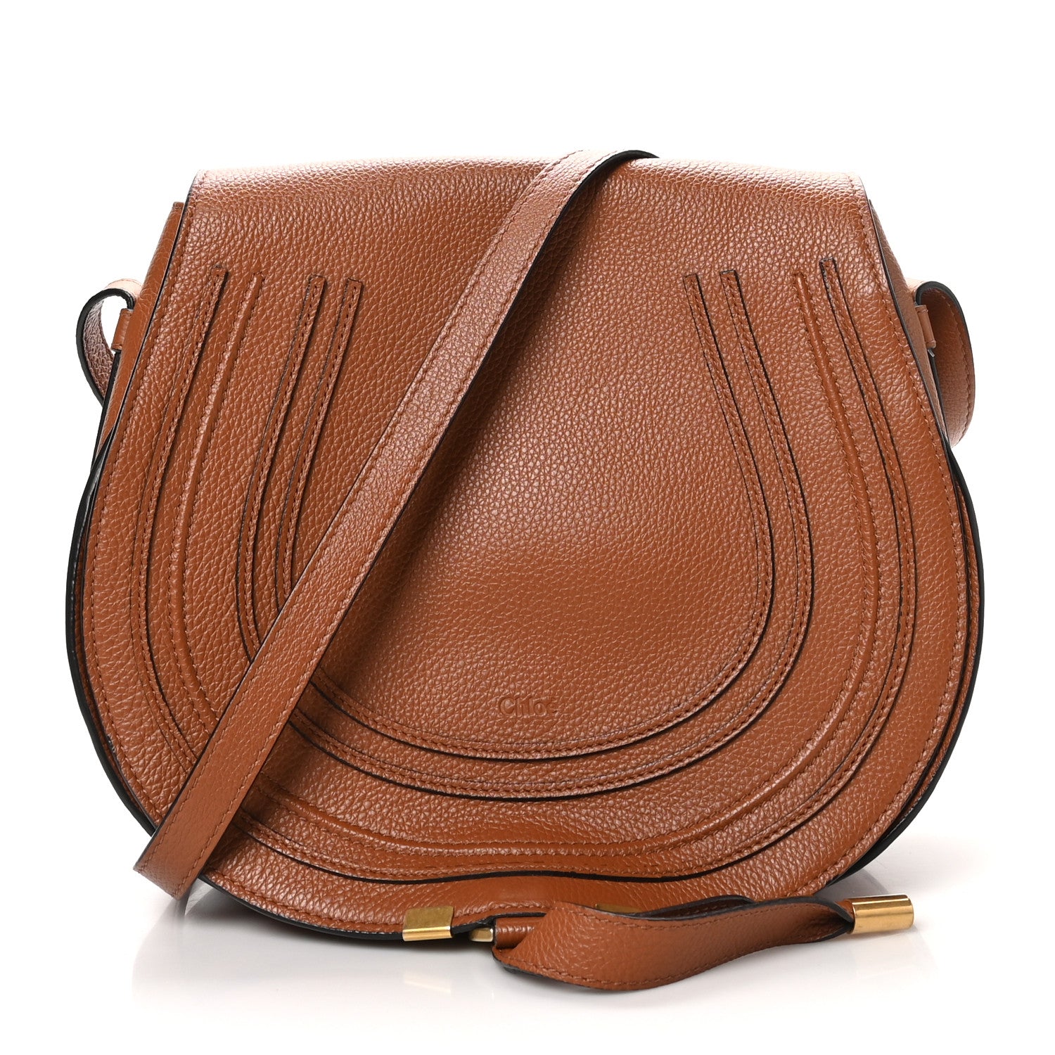 Chloe Grained Calfskin Medium Marcie Saddle Bag Tan 1 of 9