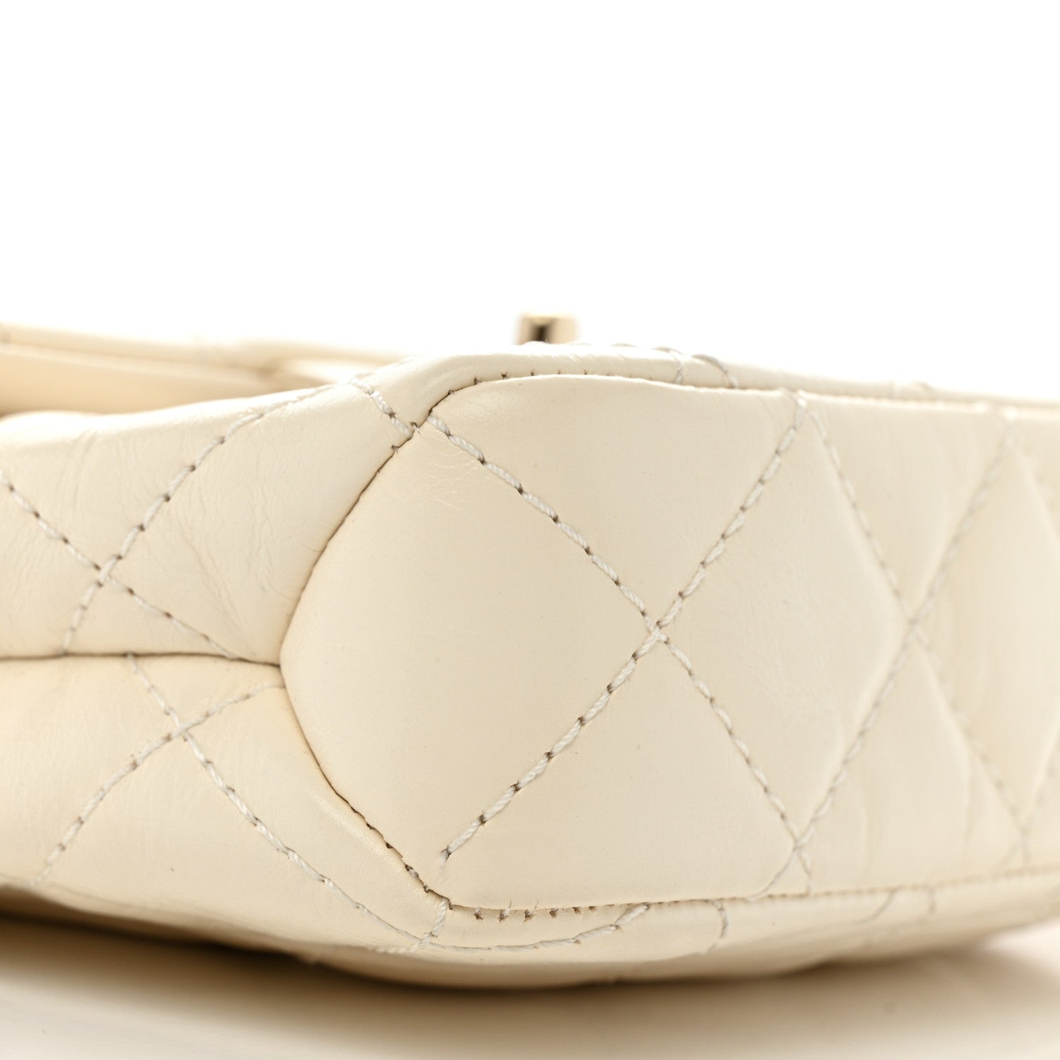 Chanel Shiny Crumpled Calfskin Quilted Top Handle Flap White 9 of 14