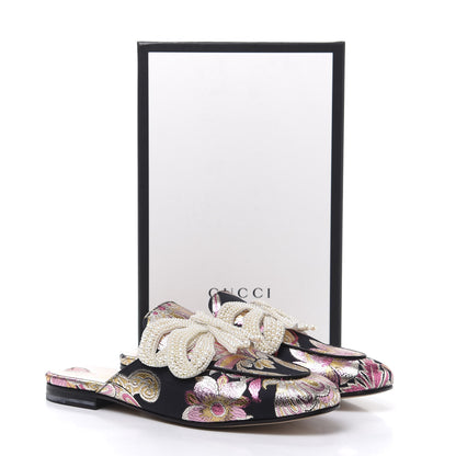 Gucci Iridescent Brocade Pearl Bow Womens Princetown Slippers 41 Black Pink 9 of 9