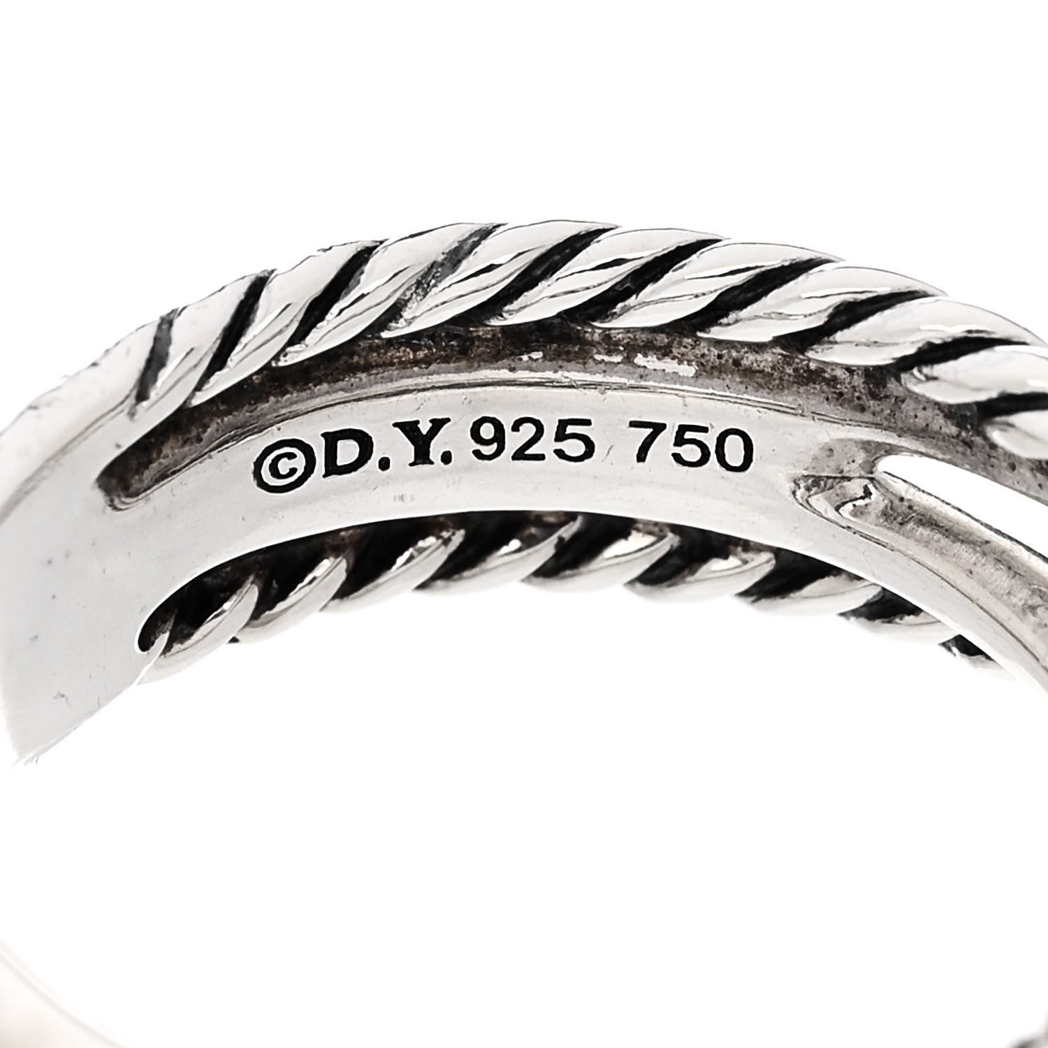 David Yurman Sterling Silver 18K Yellow Gold 6mm X Crossover Ring 50 5.25 4 of 4