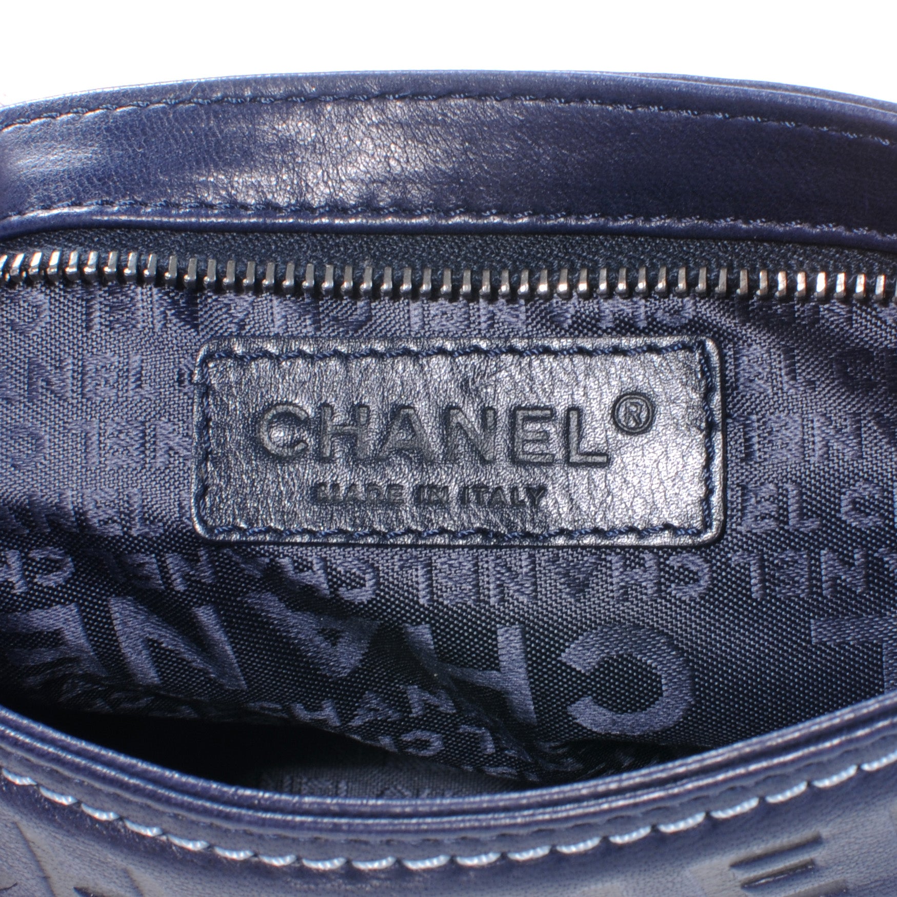Chanel Leather Lax Pochette Navy Blue 5 of 7