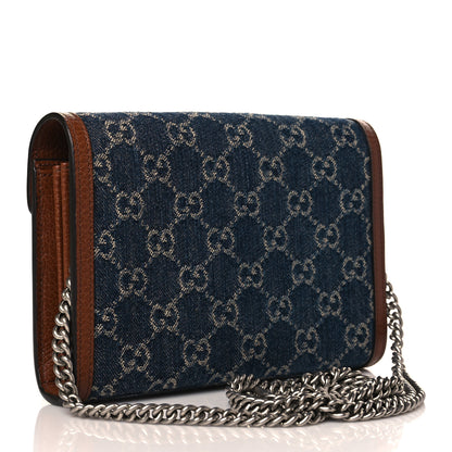 Gucci New Denim GG Monogram Dollar Calfskin Enamel Mini Dionysus Chain Wallet Blue Tea Cuir Epilog Electric Blue 3 of 12