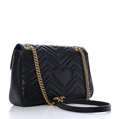 Gucci Calfskin Matelasse Medium GG Marmont Shoulder Bag Black 2 of 4