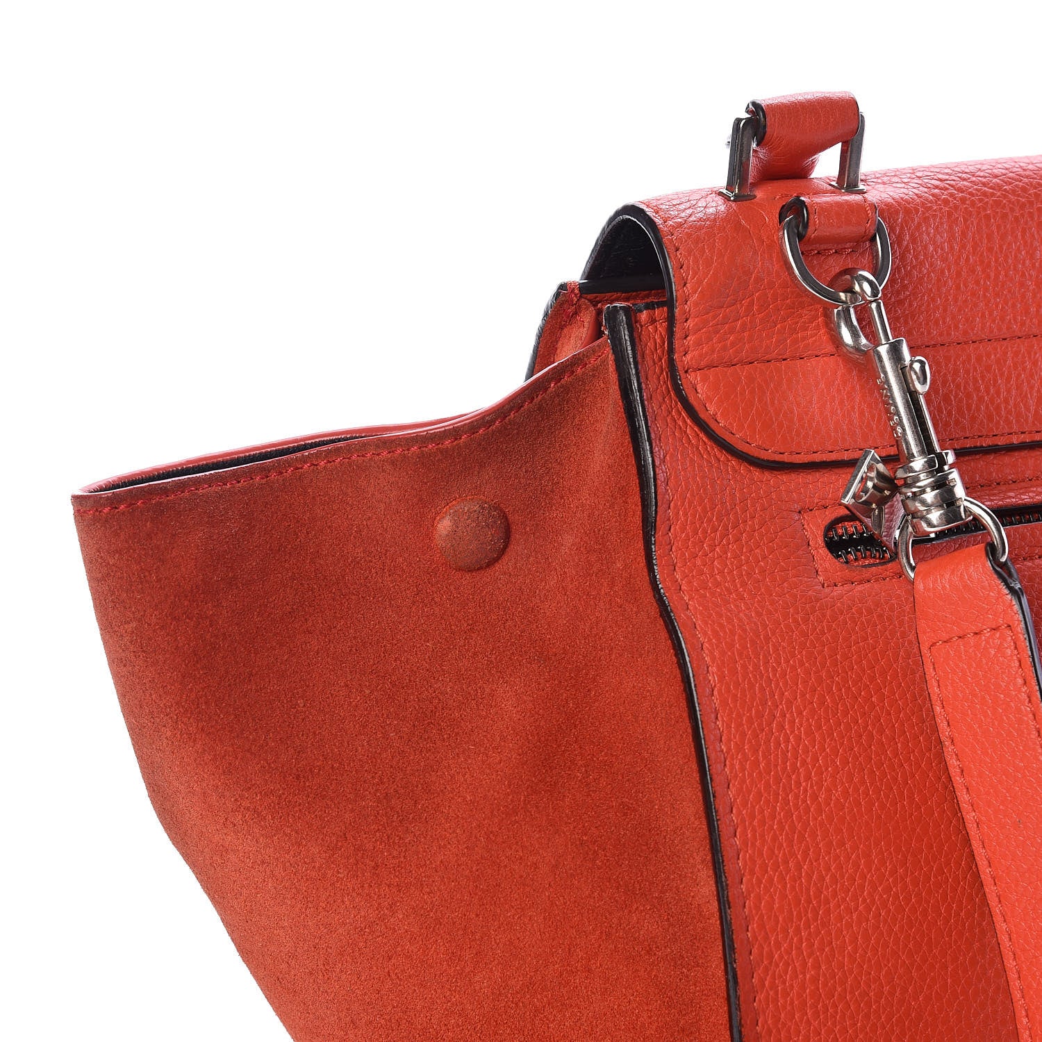 Celine Drummed Calfskin Suede Medium Trapeze Vermillion 7 of 11