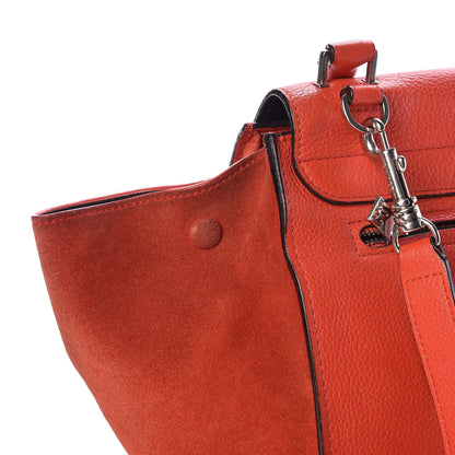Celine Drummed Calfskin Suede Medium Trapeze Vermillion 7 of 11