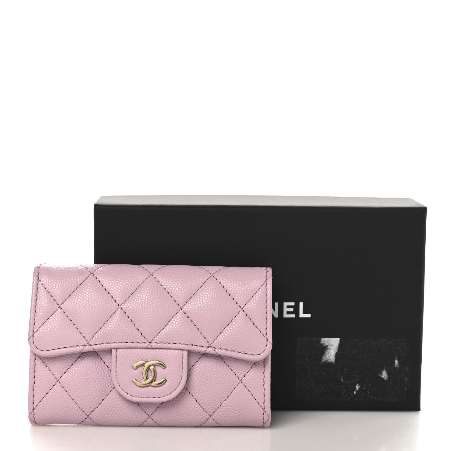 Caviar Quilted Flap Card Holder Wallet Light Pink