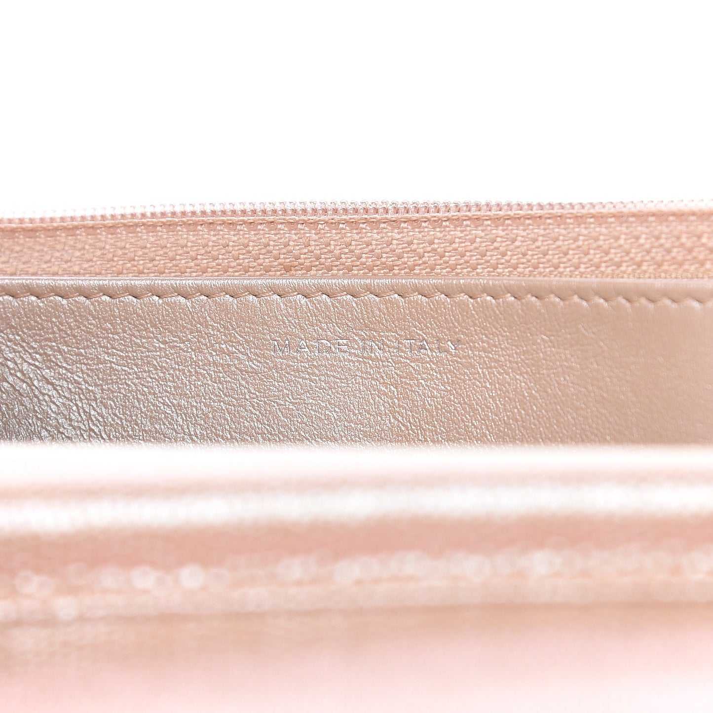 Metallic Caviar Chevron Quilted Wallet On Chain WOC Light Gold