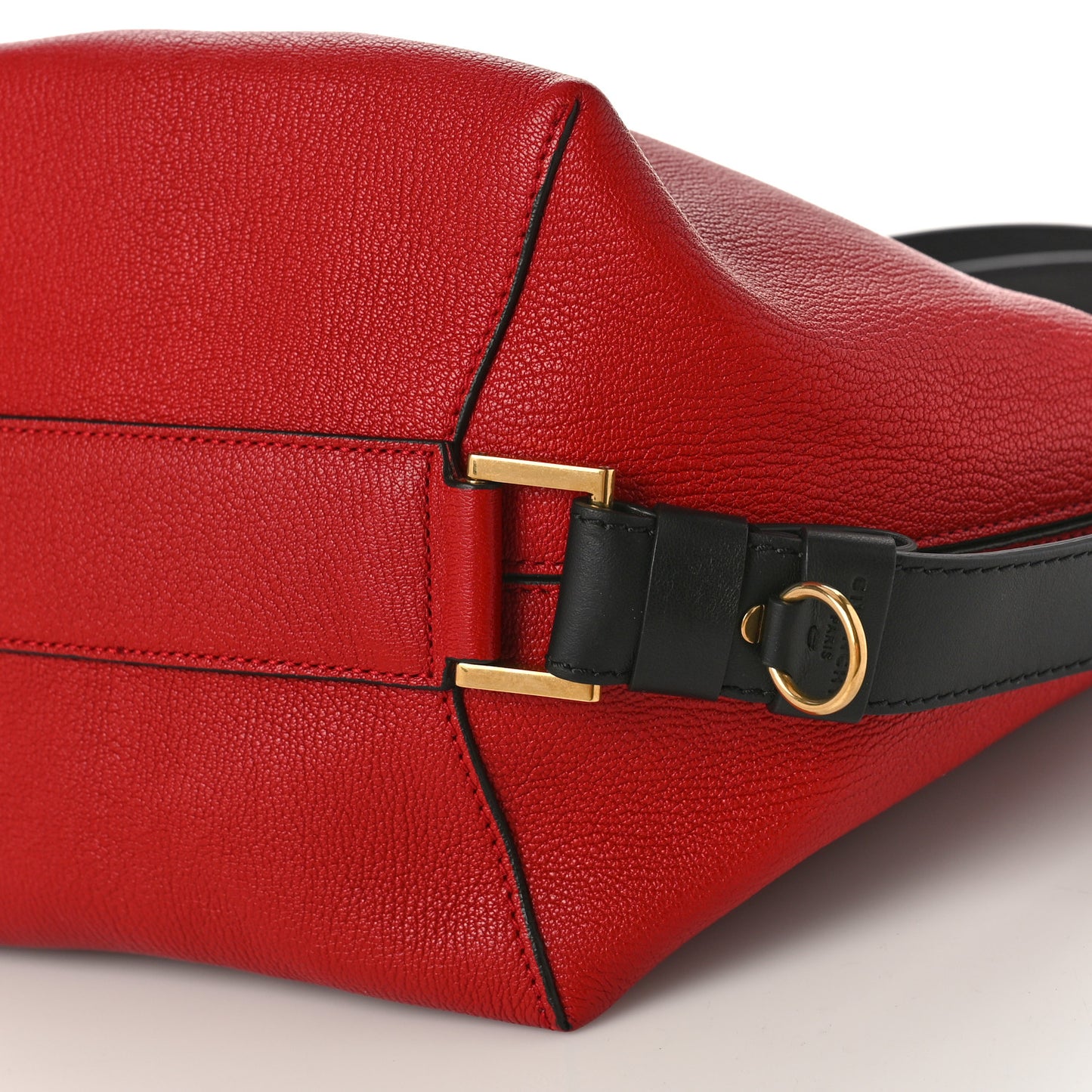 Grained Calfskin GV Bucket Bag Bright Red