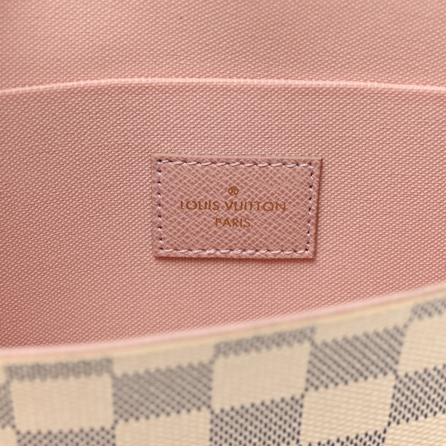 Damier Azur Pochette Felicie Chain Wallet Rose Ballerine