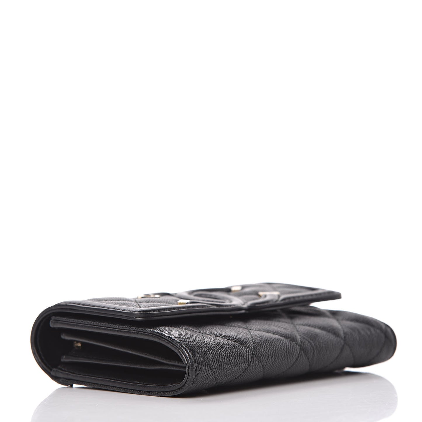 Caviar Quilted Medium Filigree Flap Wallet Black