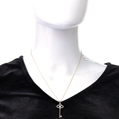 Tiffany 18K Rose Gold Diamond Crown Key Pendant Necklace 2 of 8