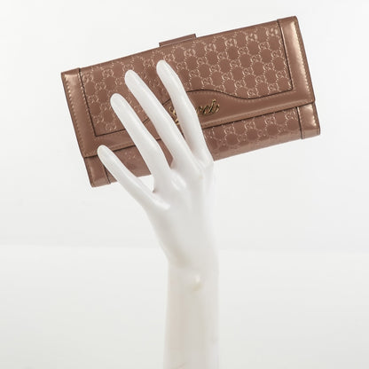 Gucci Patent Guccissima Script Continental Wallet Rose Beige 2 of 7