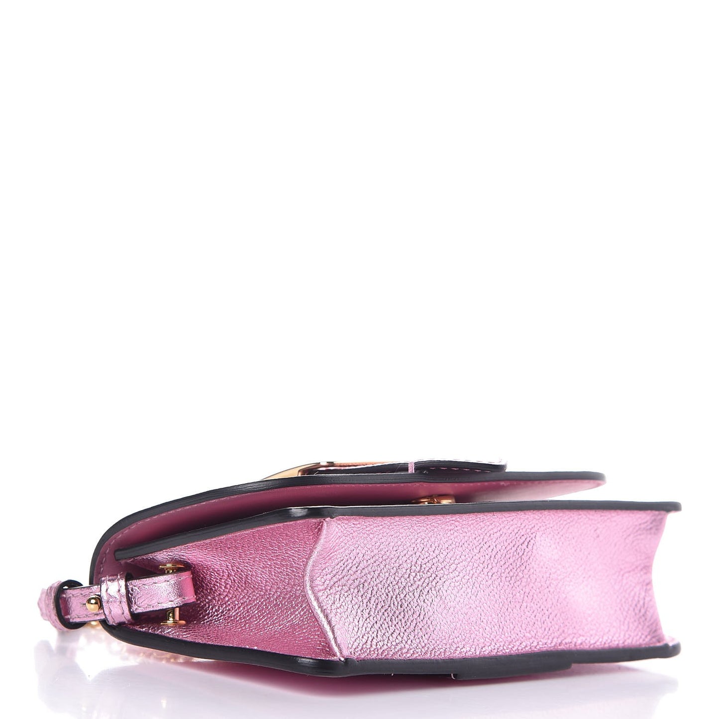 Metallic Grainy Calfskin Mini Buckle Bag Pale Orchid