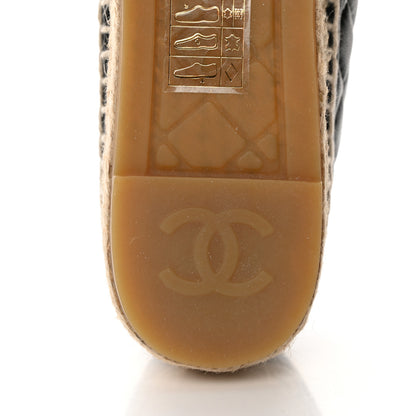 Chanel Lambskin Grosgrain Quilted CC Chain Espadrilles 35 Black 9 of 11