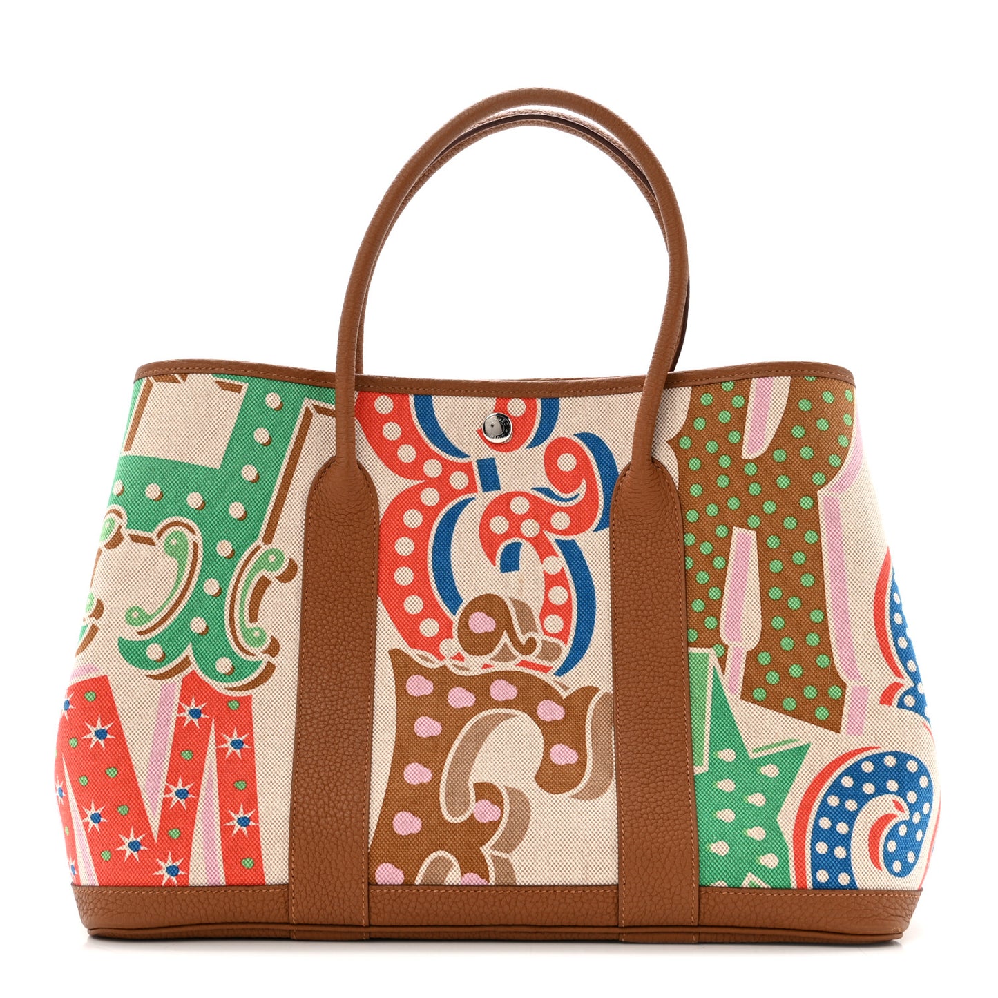 Toile Negonda H Plume Garden Party 36 MM Tote Capucine Ecru Gold