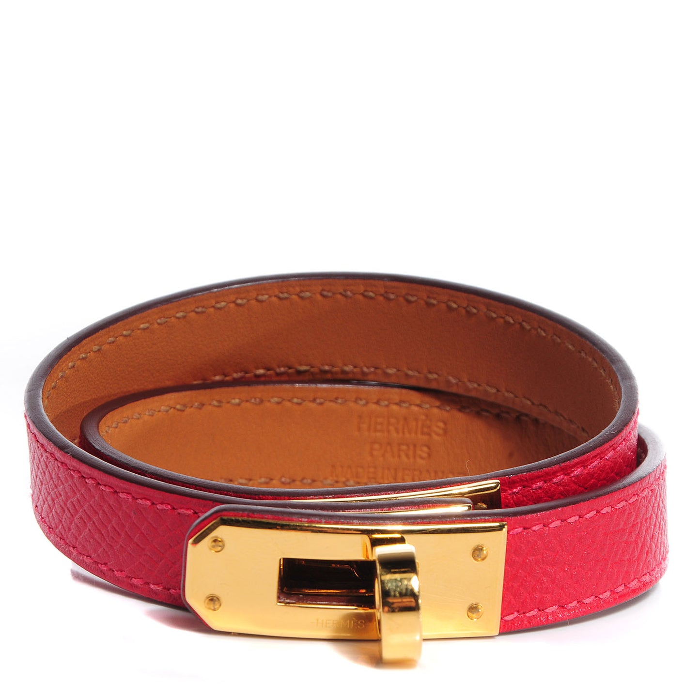 Epsom Kelly Double Tour Bracelet Rouge Casaque Medium