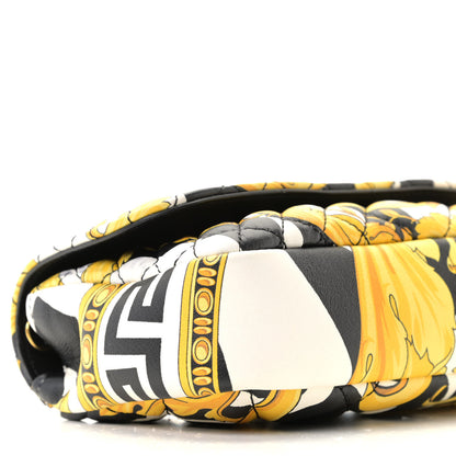 Versace Nappa Baroque Print Quilted Trapuntata Tribute Wallet Chain Crossbody Gold Black 7 of 10