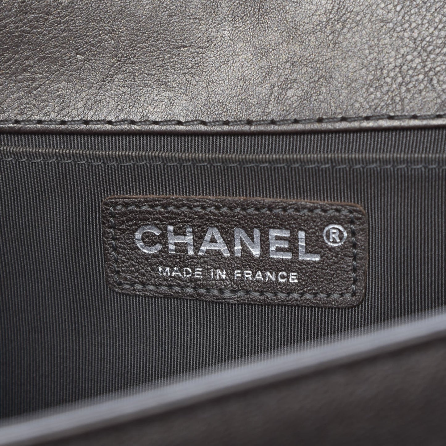 Metallic Calfskin Quilted Medium Boy Flap Dark Silver