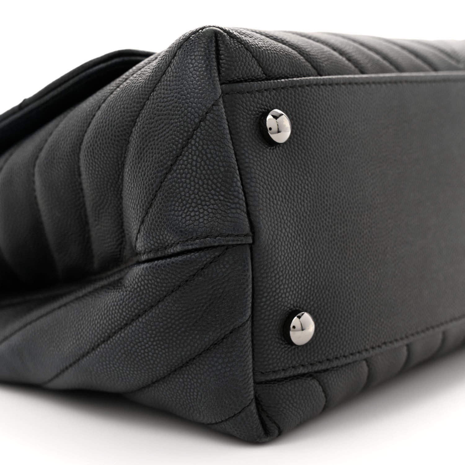 Chanel Caviar Chevron Quilted Small Coco Handle Flap Dark Grey 9 of 14