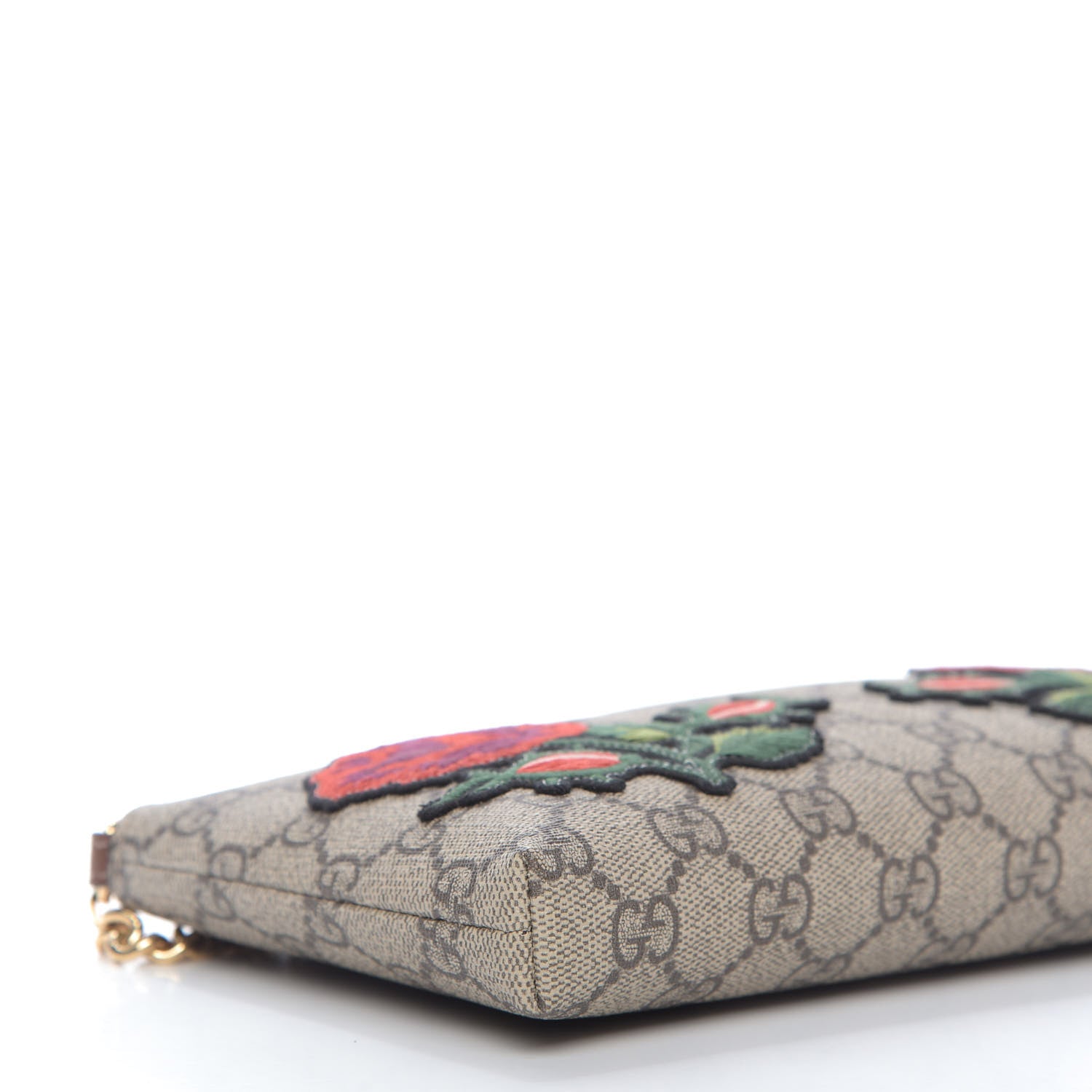 Gucci GG Supreme Monogram Embroidered Roses Chain Wrist Wallet 6 of 9