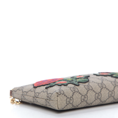 Gucci GG Supreme Monogram Embroidered Roses Chain Wrist Wallet 6 of 9