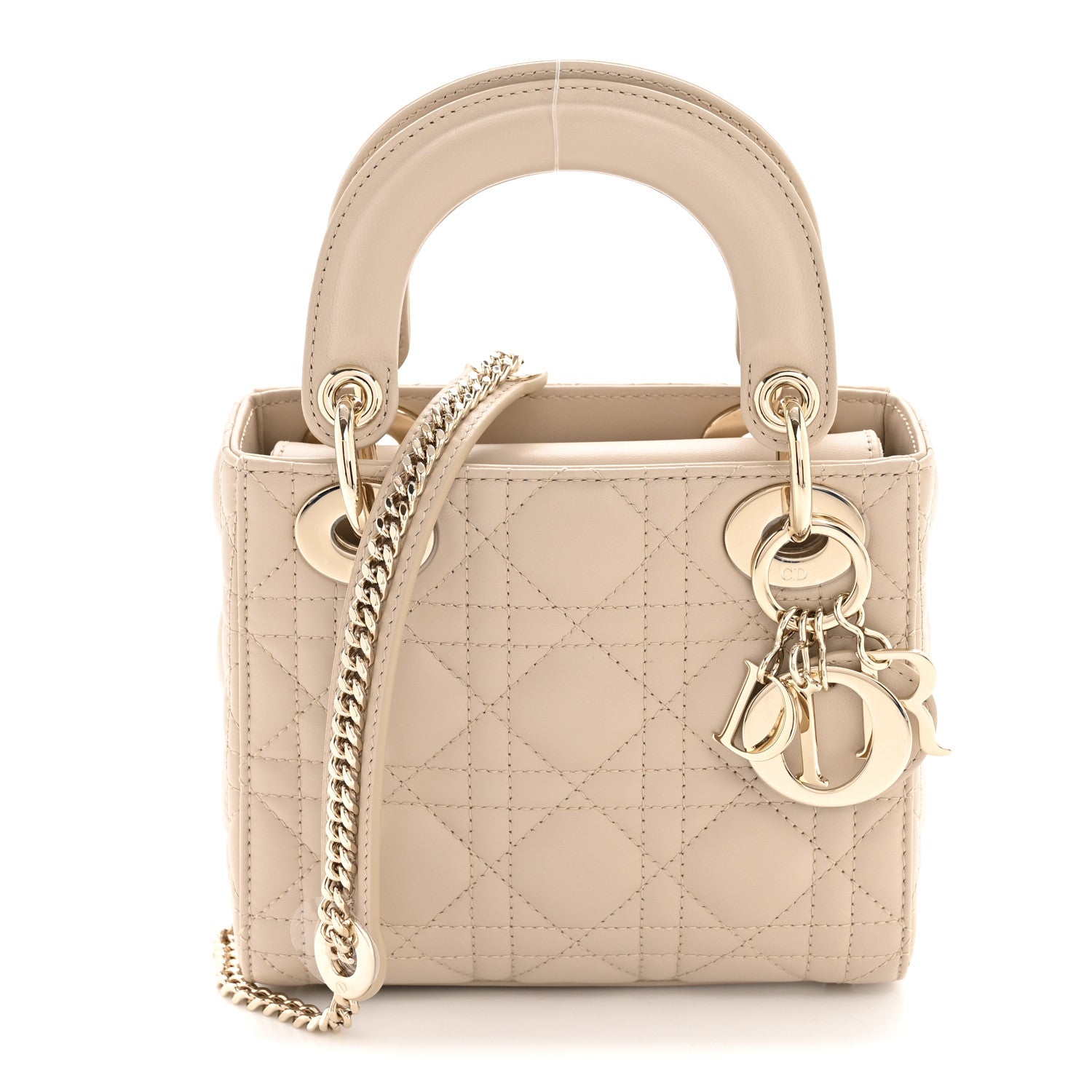 Christian Dior Lambskin Cannage Mini Lady Dior Sand 1 of 14