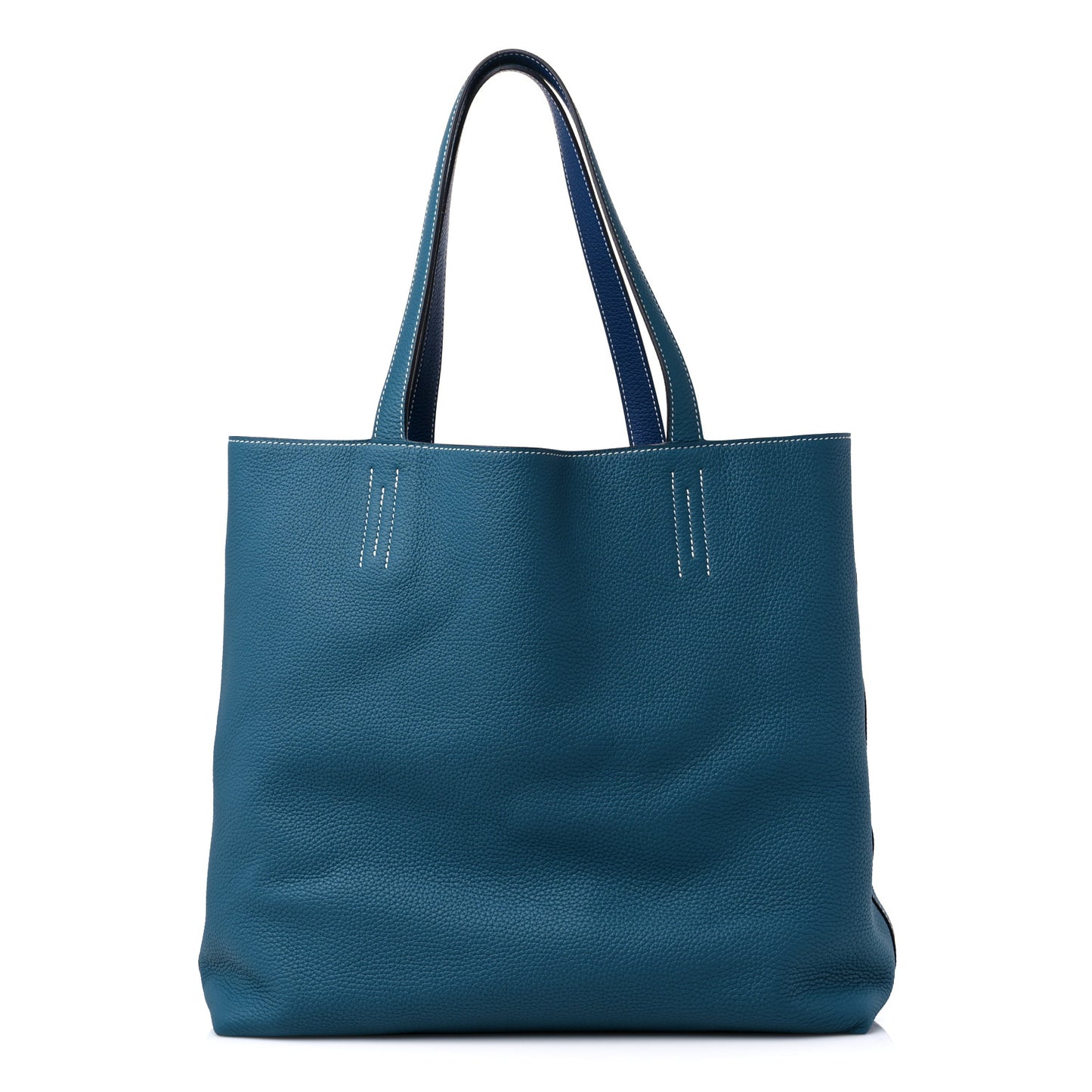 Taurillon Clemence Double Sens 36 Reversible Tote Deep Bleu Vert Bosphere