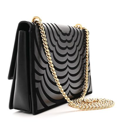 Salvatore Ferragamo Calfskin Suede Vara Bow Chain Flap Crossbody Black 3 of 15