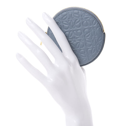 Loewe Calfskin Embossed Anagram Cookie Zip Coin Purse Stone Blue 2 of 7