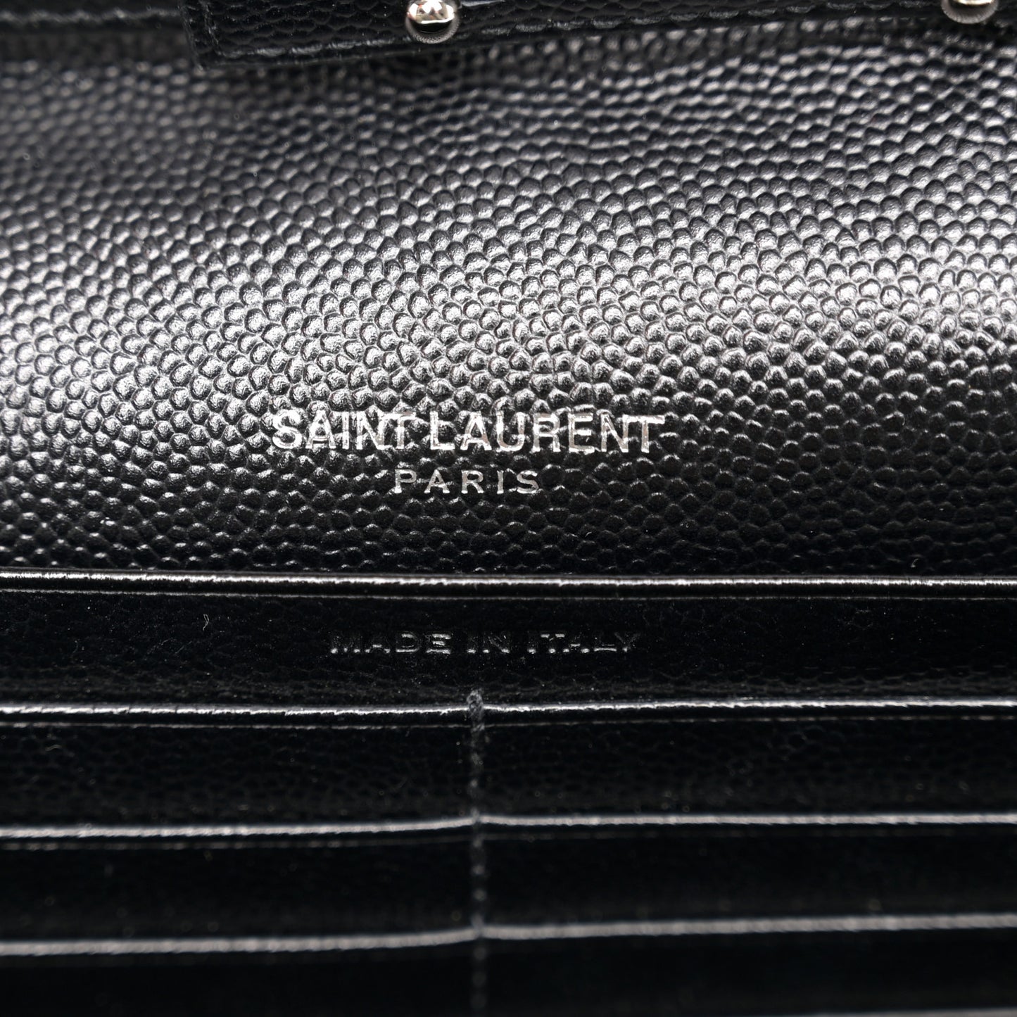 Grain De Poudre Matelasse Chevron Monogram Chain Wallet Black