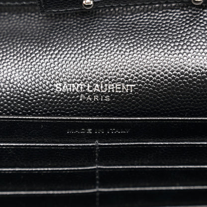 Saint Laurent Grain De Poudre Matelasse Chevron Monogram Chain Wallet Black 6 of 9