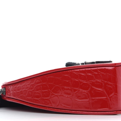 Saint Laurent Patent Crocodile Embossed Sac Coeur Heart Shaped Clutch Red 7 of 8