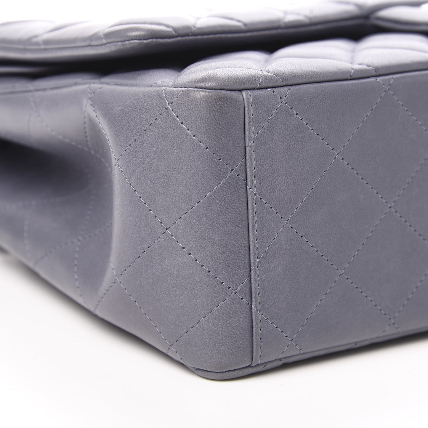 Lambskin Quilted Maxi Double Flap Light Blue