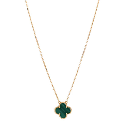 Van Cleef & Arpels 18K Yellow Gold Malachite Vintage Alhambra Pendant Necklace 1 of 5