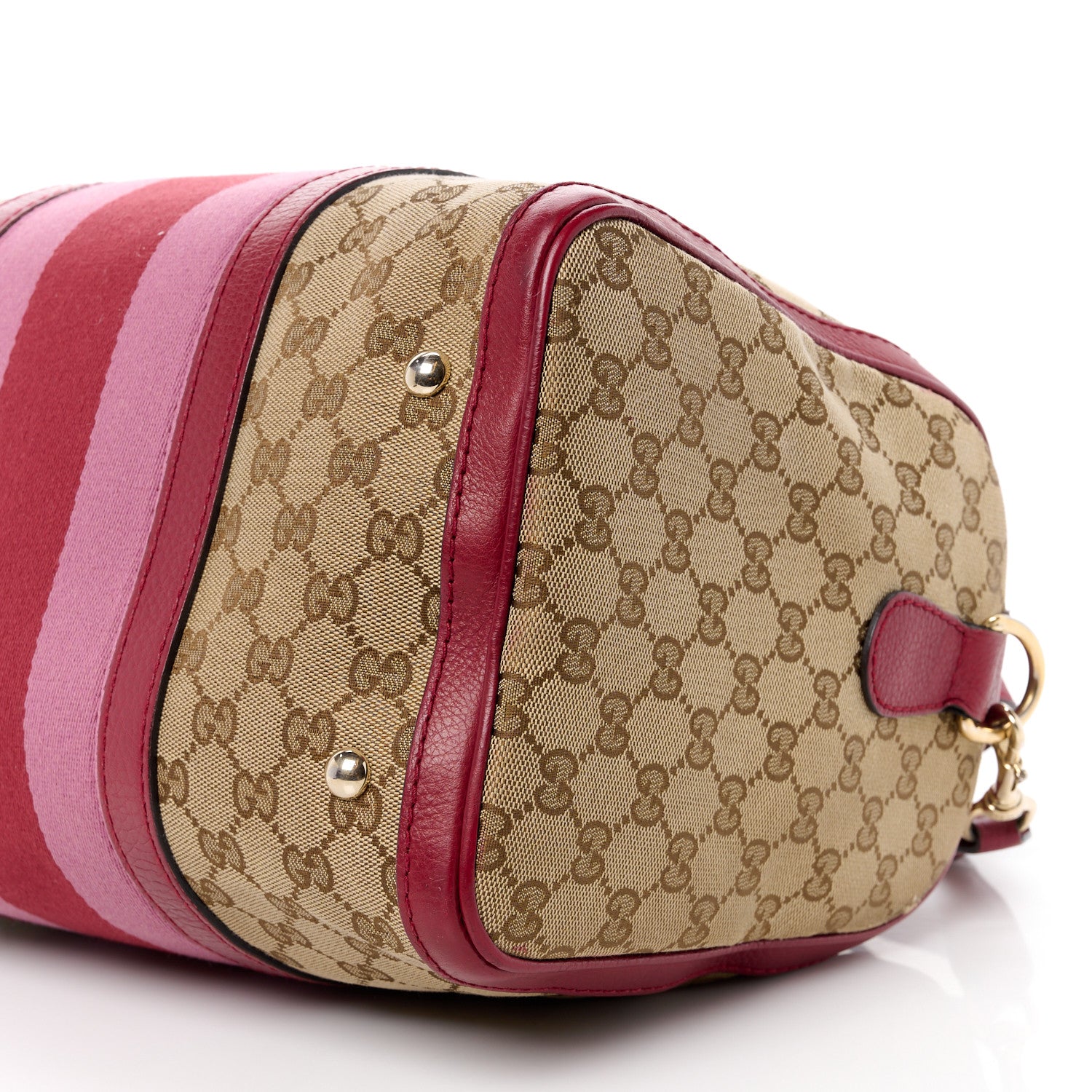 Gucci Monogram Cellarius Calfskin Vintage Web Medium Boston Beige Ebony Soft Burgundy Peonia Flower 13 of 15