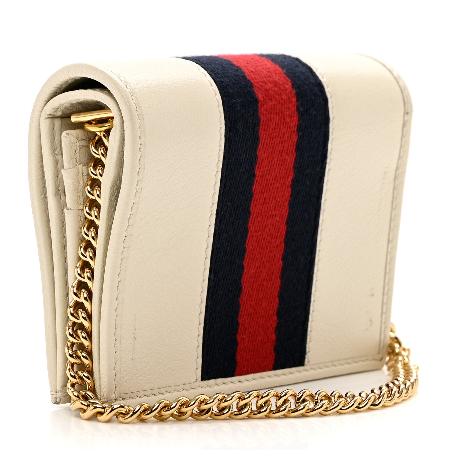 Gucci Calfskin Web Rajah Chain Card Case Wallet White 4 of 9