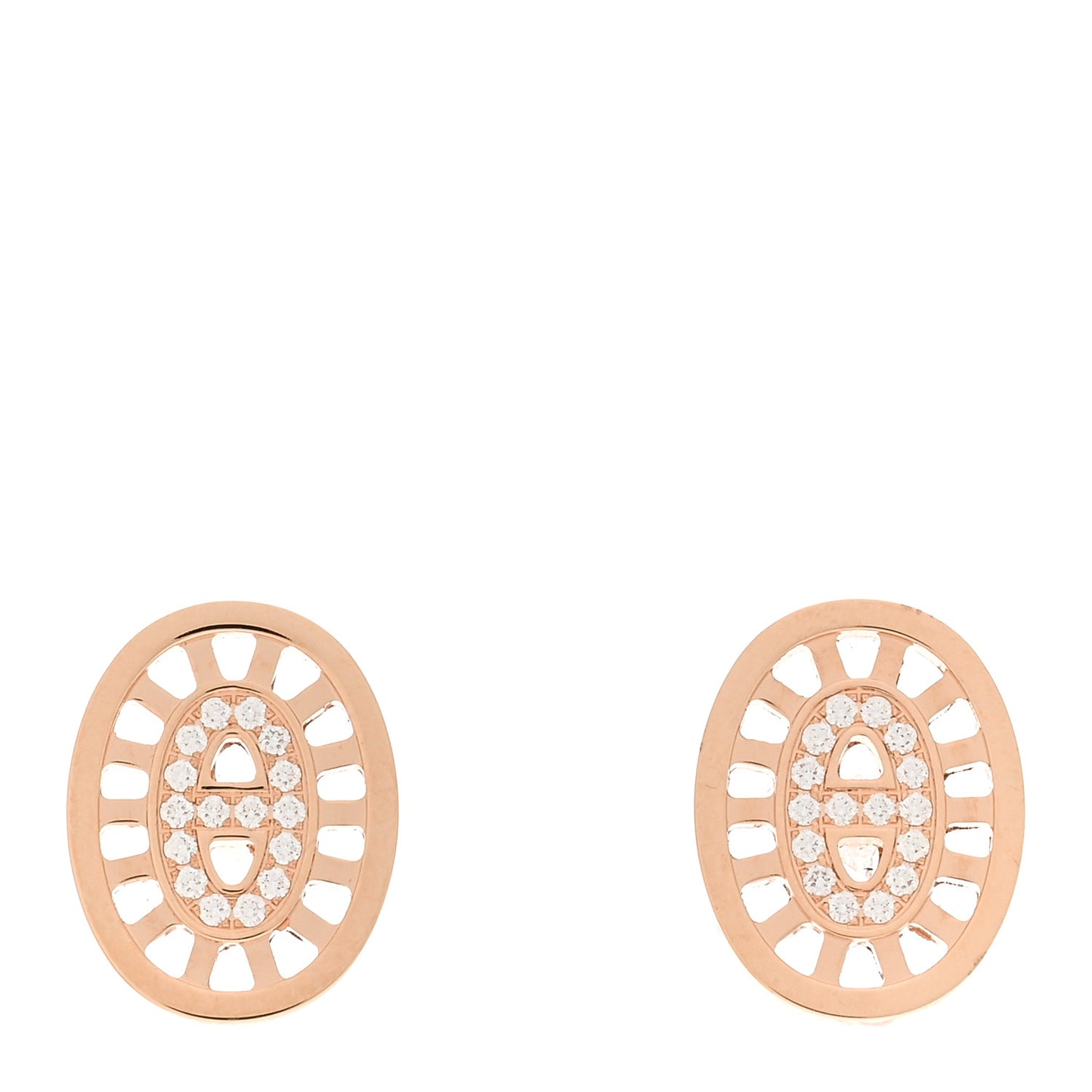 18K Rose Gold Diamond Chaine d'Ancre Divine Stud Earrings