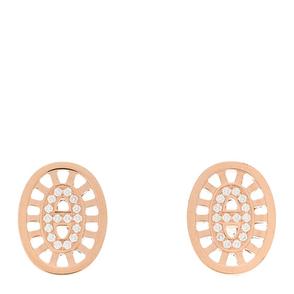 Hermes 18K Rose Gold Diamond Chaine d'Ancre Divine Stud Earrings 1 of 5