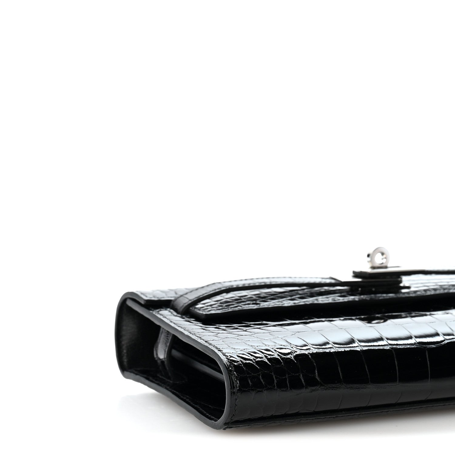 Hermes Shiny Alligator Kelly Wallet To Go Black 8 of 10