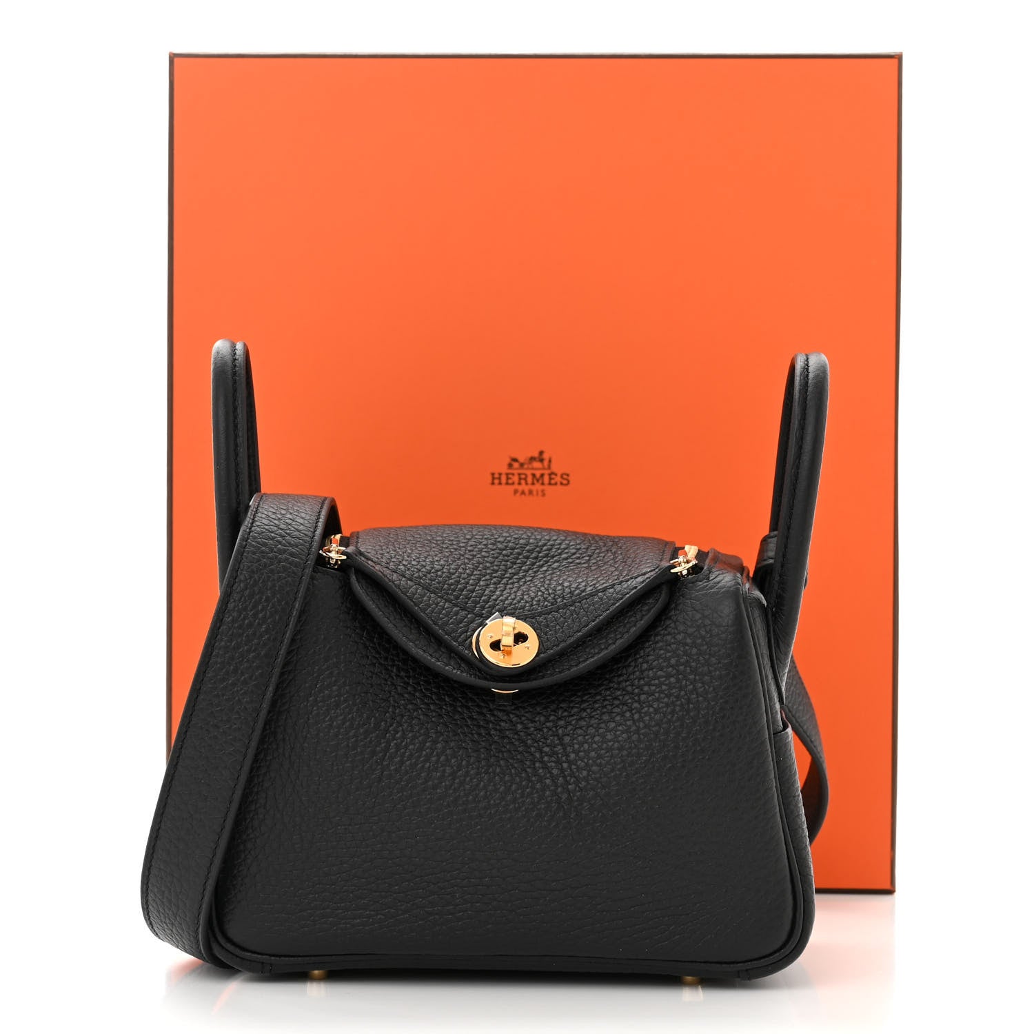 Hermes Taurillon Clemence Mini Lindy 20 Black 2 of 11