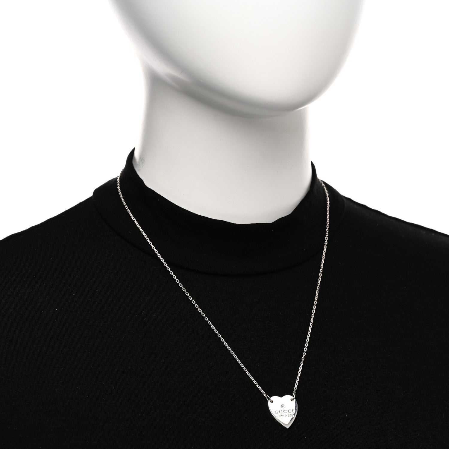 Gucci Sterling Silver Trademark Heart Pendant Necklace 2 of 6